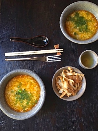 Egg Drop Soup with crispy wonton strips sets the tone for Chinese Classics! 